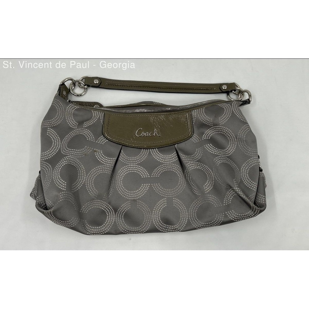 Coach Silver Ashley Dotted Op Art Convertible Hobo Bag Purse Coach F1259-F20031